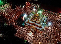 จุดโคมลอย3,000ดวง ณ วัดเชวปีต้า เกาะสอง ประเทศเมียนมา